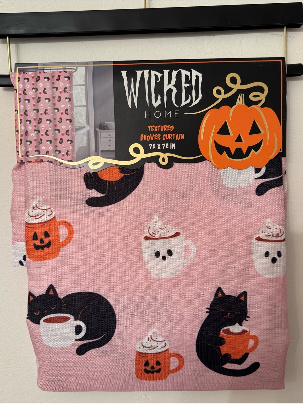 Wicked Home Cats & Coffee Halloween Shower Curtain